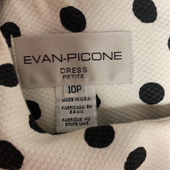 Evan Picone Petite Dress Size 10P Black and White Dots - Picture 7 of 7